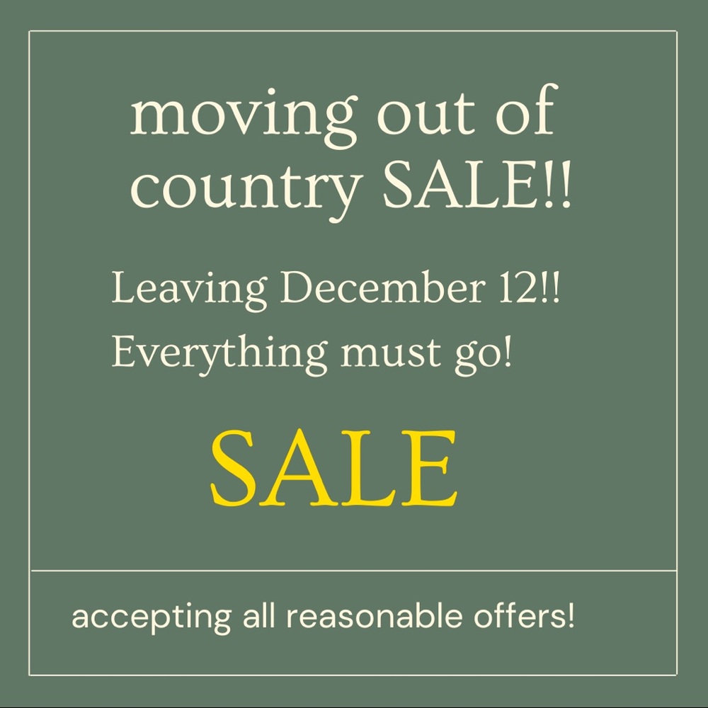 Sale. Leaving 2nd week December
